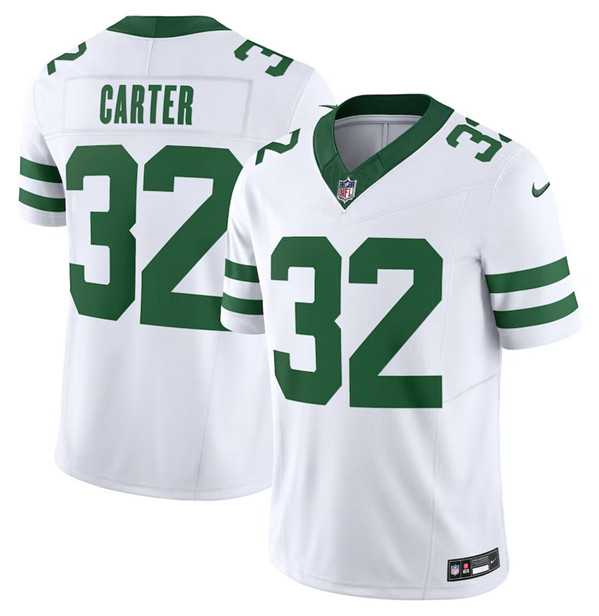 Men's New York Jets #32 Michael Carter White 2023 F.U.S.E. Vapor Limited Throwback Stitched Football Jersey Dzhi